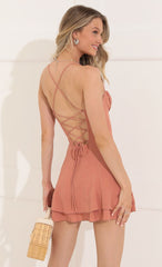 Crepe Corset Dress in Coral
