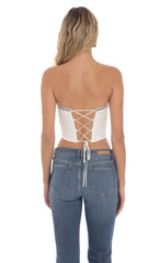 Strapless Jaqcuard Top in White