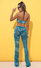 Three Piece Set in Blue Wave Mesh
