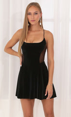 Velvet Cutout Dress in Black