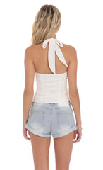 Low Rise Cuffed Denim Shorts in Light Blue