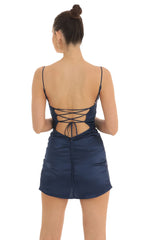 Draped Hip Twist Dress in Navy