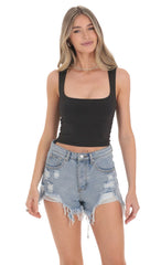 Scoop Neck Tank Top in Black