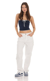 Straight Cargo Jeans in White