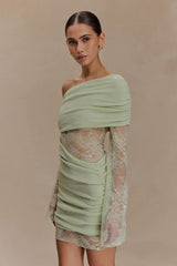 Luxie Lace Knit Mini Dress - Pastel Green