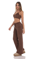 Fuzzy Straight Pants in Brown