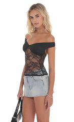Off Shoulder Lace Top in Black