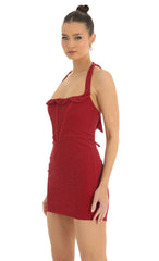 Shimmer Corset Bodycon Dress in Red