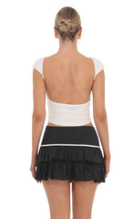 Bow Ruffle Skirt in Black