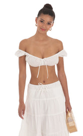 Off Shoulder Crop Top in White