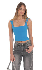 Scoop Tank Top in Aqua Blue
