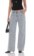 Relaxed Mid-Rise Jeans in Light Blue