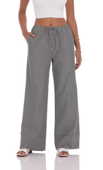 Pinstripe Straight Leg Pants in Grey