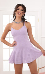 Eyelet A-line Dress in Lilac