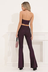 Purple Glitter Two Piece Pant Set in Black