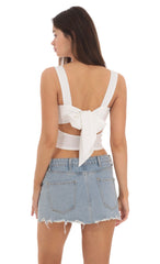 Double Pink Bows Top in White