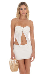 Strapless Twist Two Piece Set in White