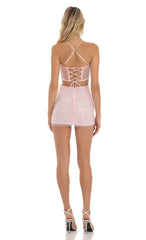 Sequin Corset Dress in Pink