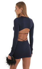 Cutout Open Back Dress in Navy