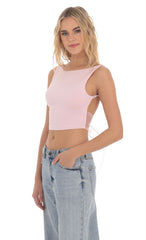 Embroidered Open Back Top in Pink