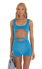 Cutout Romper in Blue
