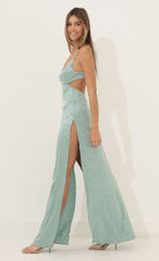 Cutout Floral Maxi in Green