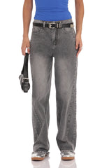Faded Cutoff Jeans in Grey Denim