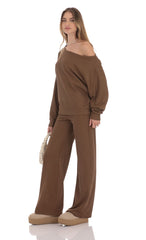 Knit Straight Pants in Brown