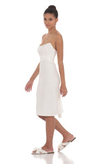 Corset Strapless Midi Dress in White