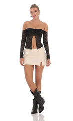 Off Shoulder Lace Flyaway Top in Black