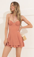 Crepe Corset Dress in Coral