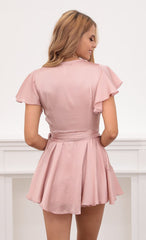 Satin Wrap Dress in Blush