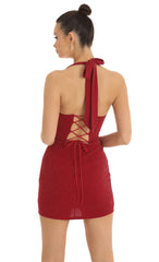 Shimmer Corset Bodycon Dress in Red