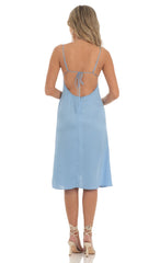 Crepe Satin Midi Dress in Sky Blue