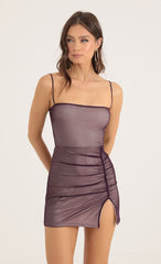 Mesh Bodycon Dress in Purple