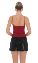 Sequin Mini Skort in Black