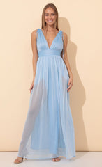 Chiffon Maxi Dress in Blue