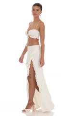 Ruffle Two Piece Set in White