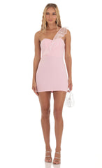 Corset One Shoulder Dress in Pink