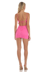 Lace Ruffle Dress in Pink