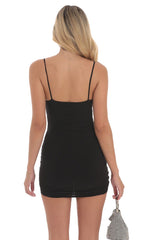 Ruched Ties Bodycon Dress in Black