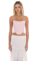Striped Floral Corset Top in Pink
