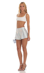 Iridescent Two Piece Set in Silver and White