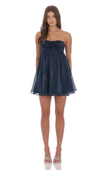 Florette Strapless Babydoll Dress in Navy