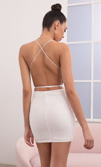 Cowl Neck Velvet Dress in White Velvet