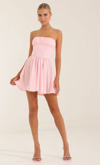 Glinda Crepe Corset Dress in Pink