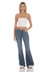 Strapless Jaqcuard Top in White