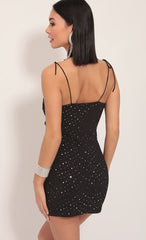 Vertical Frill Dress in Twinkling Black