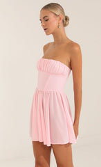 Glinda Crepe Corset Dress in Pink