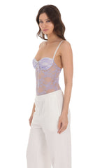 Sheer Lace Bodysuit in Lavender
